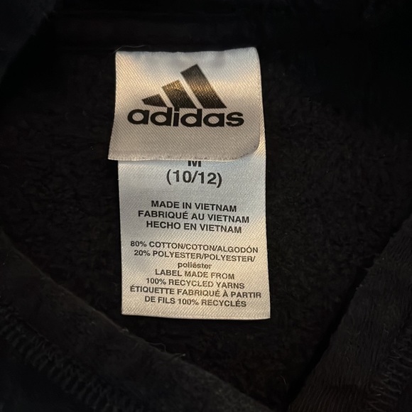 Adidas Black Cotton Hoodie with Twisted multi color Logo. Youth size 10-12 - Picture 4 of 7